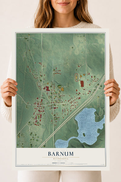 Map of Barnum, Minnesota, 18 x 24 inch unframed archival matte print