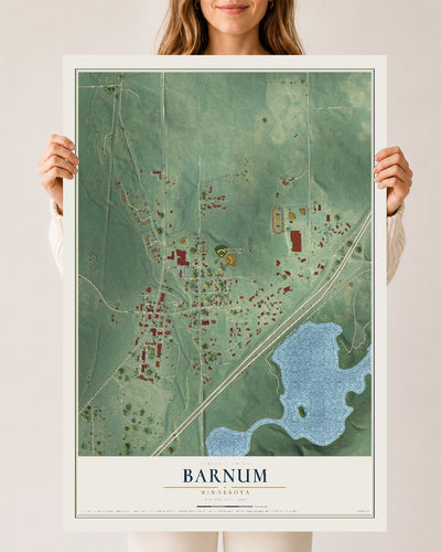 Map of Barnum, Minnesota, 24 x 36 inch unframed archival matte print