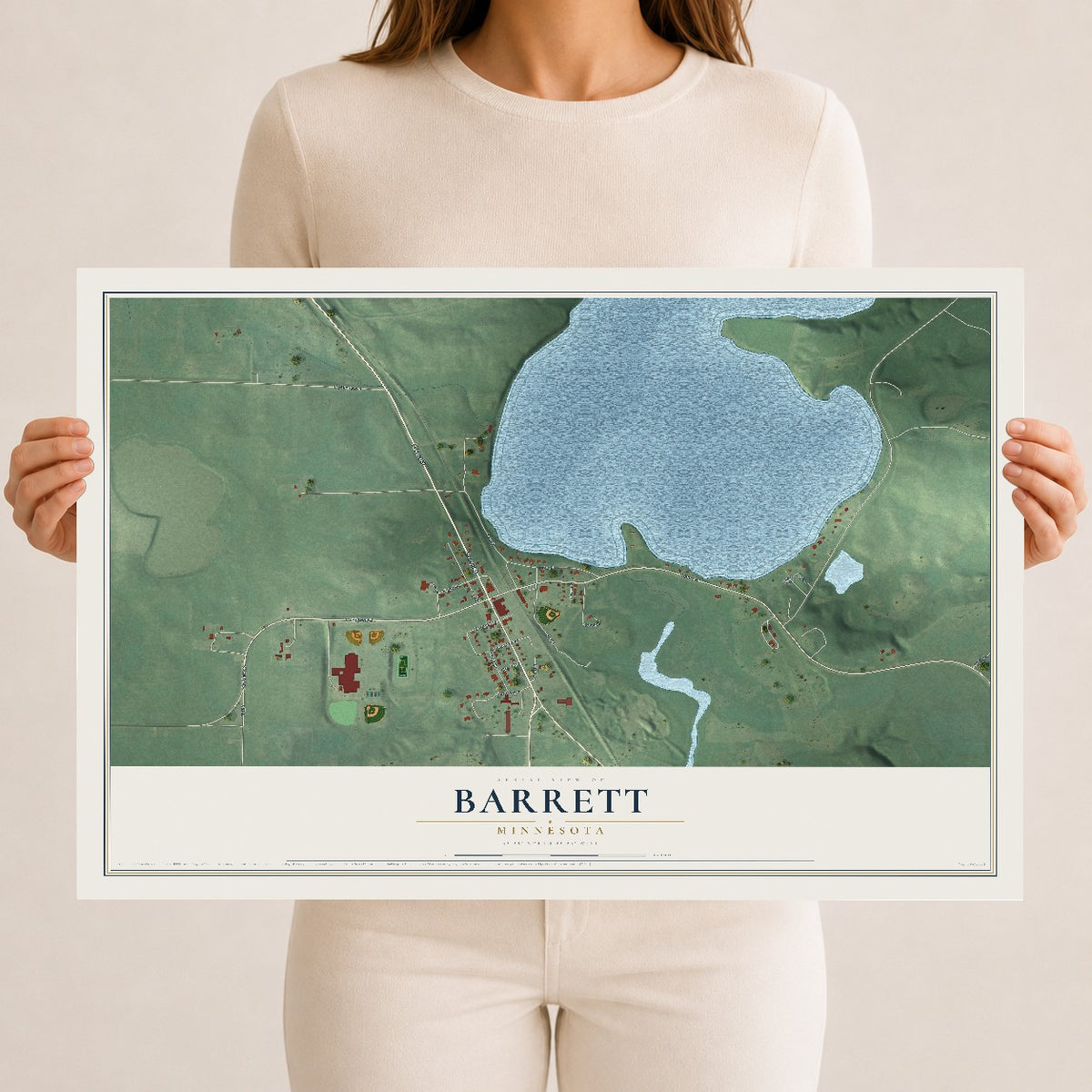 Map of Barrett, Minnesota, 12 x 18 inch unframed archival matte print
