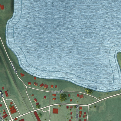 Close-up of the map of Barrett, Minnesota print showing street and building detail
