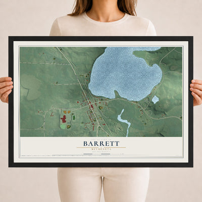 Map of Barrett, Minnesota, 18 x 24 inch print in a black wood frame