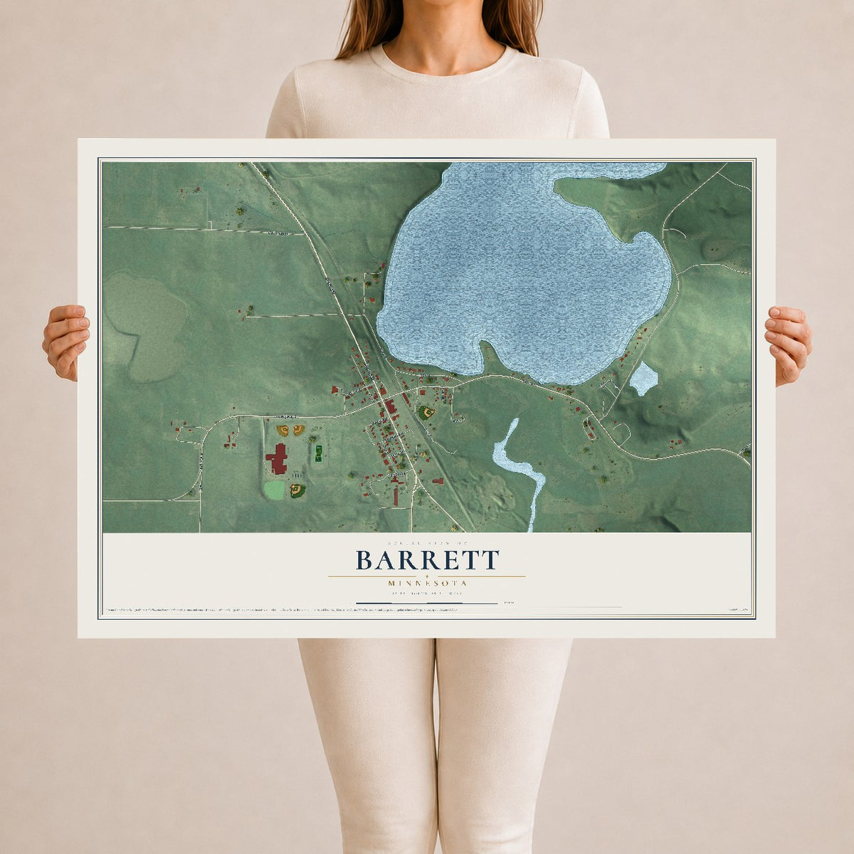 Map of Barrett, Minnesota, 24 x 36 inch unframed archival matte print