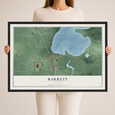 Map of Barrett, Minnesota, 24 x 36 inch print in a black wood frame