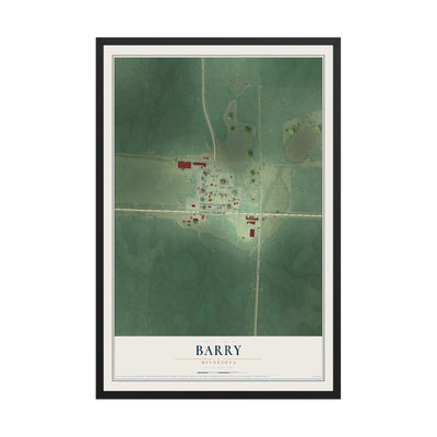 Map of Barry, Minnesota, 12 x 18 inch print in a black wood frame