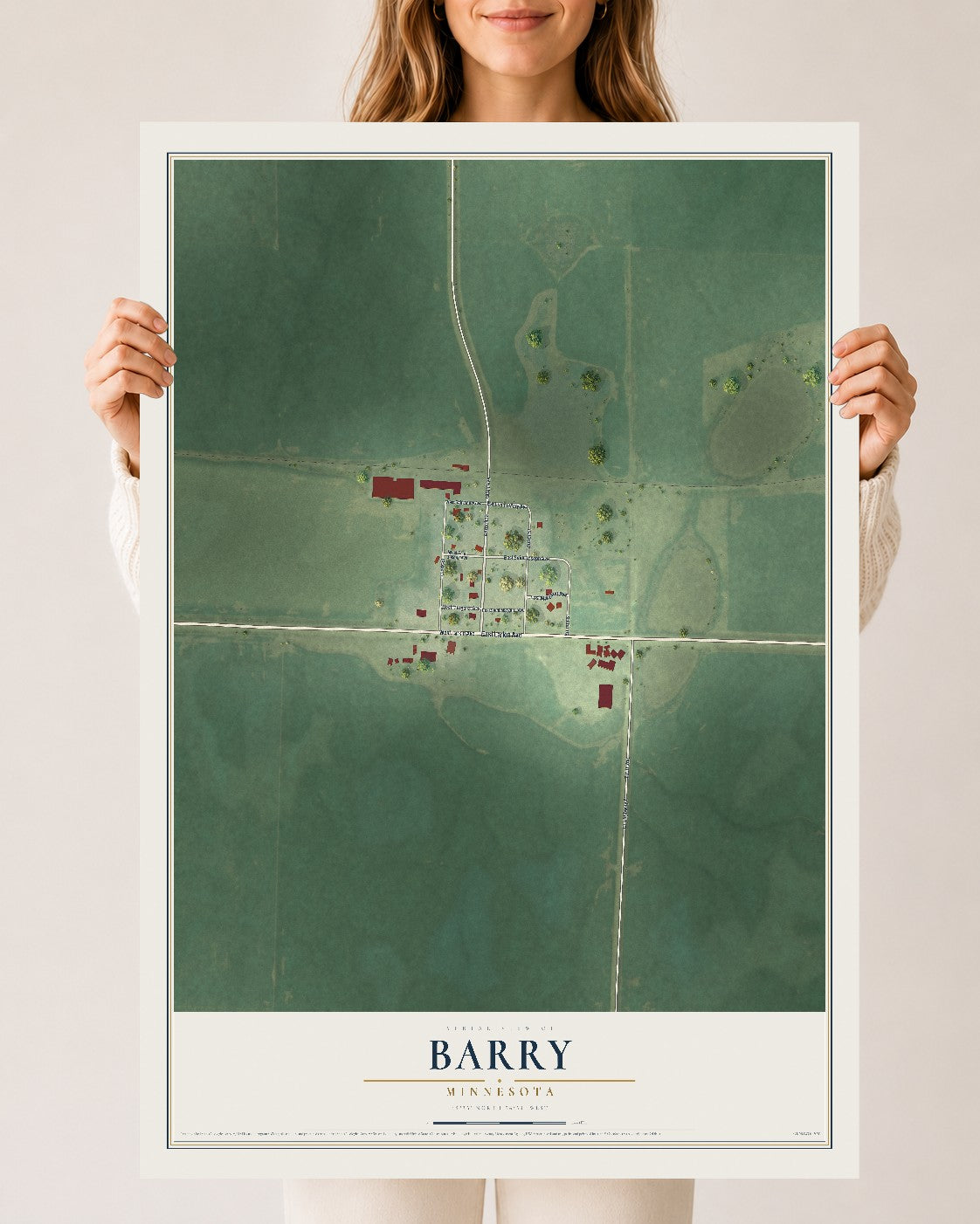 Map of Barry, Minnesota, 24 x 36 inch unframed archival matte print