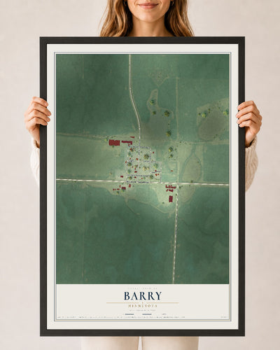 Map of Barry, Minnesota, 24 x 36 inch print in a black wood frame