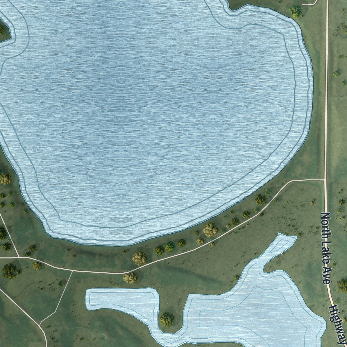 Second close-up of the map of Battle Lake, Minnesota print showing more streets and buildings