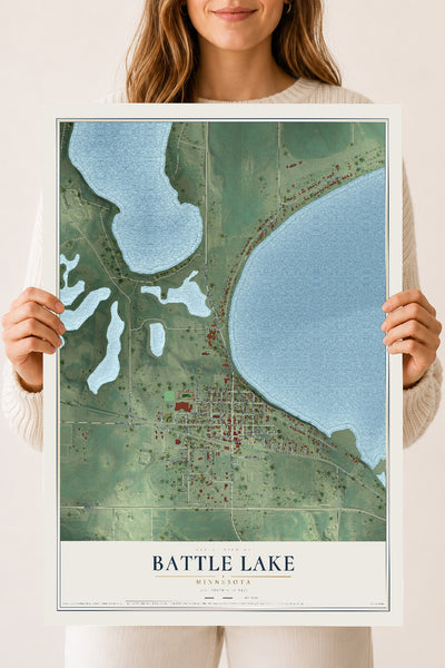 Map of Battle Lake, Minnesota, 18 x 24 inch unframed archival matte print