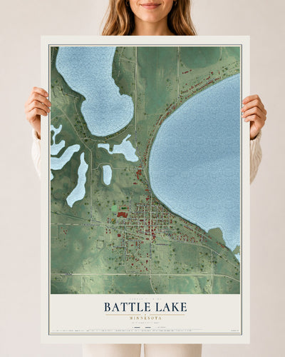 Map of Battle Lake, Minnesota, 24 x 36 inch unframed archival matte print