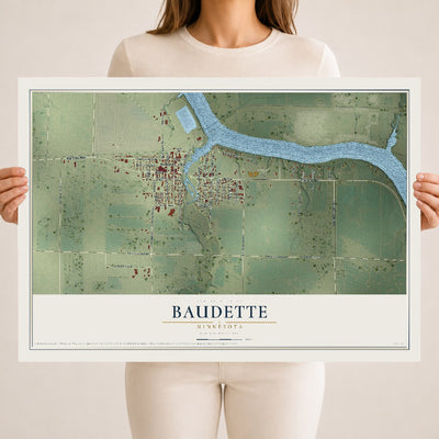 Map of Baudette, Minnesota, 18 x 24 inch unframed archival matte print