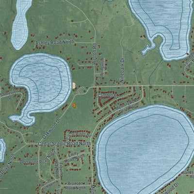 Second close-up of the map of Baxter, Minnesota print showing more streets and buildings