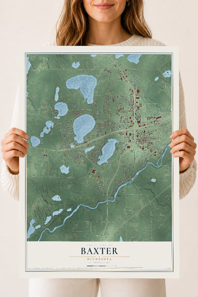 Map of Baxter, Minnesota, 18 x 24 inch unframed archival matte print