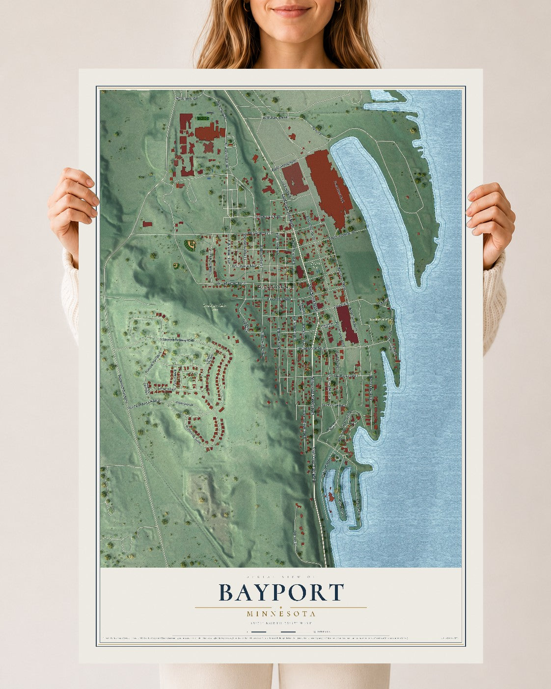 Map of Bayport, Minnesota, 24 x 36 inch unframed archival matte print