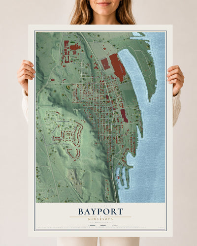 Map of Bayport, Minnesota, 24 x 36 inch unframed archival matte print