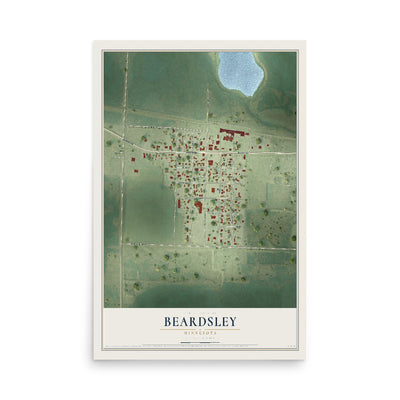 Map of Beardsley, Minnesota, 12 x 18 inch unframed archival matte print