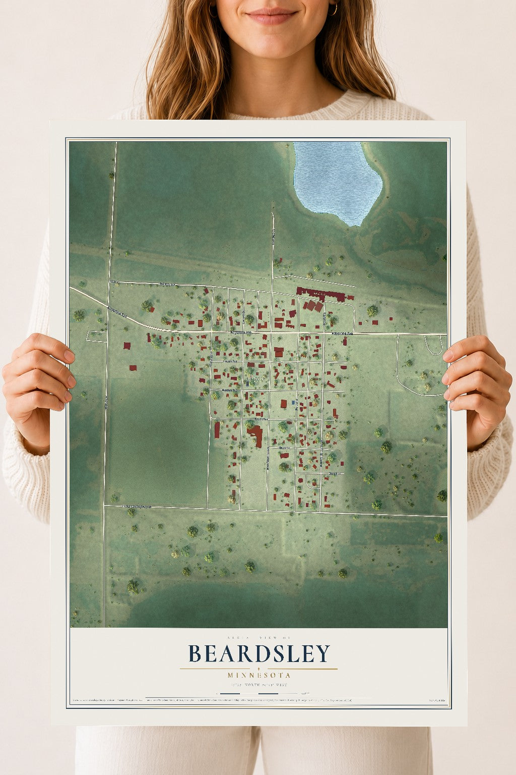 Map of Beardsley, Minnesota, 18 x 24 inch unframed archival matte print