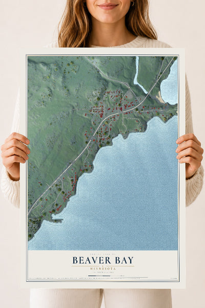 Map of Beaver Bay, Minnesota, 18 x 24 inch unframed archival matte print
