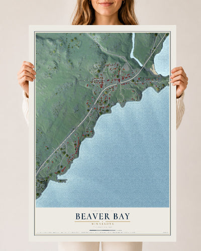 Map of Beaver Bay, Minnesota, 24 x 36 inch unframed archival matte print