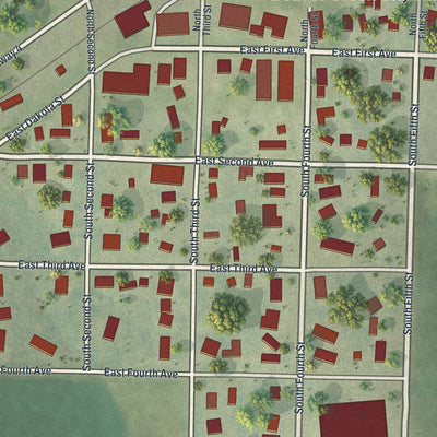 Close-up of the map of Beaver Creek, Minnesota print showing street and building detail