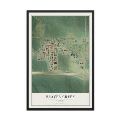 Map of Beaver Creek, Minnesota, 12 x 18 inch print in a black wood frame