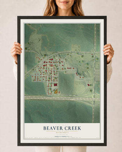 Map of Beaver Creek, Minnesota, 24 x 36 inch print in a black wood frame