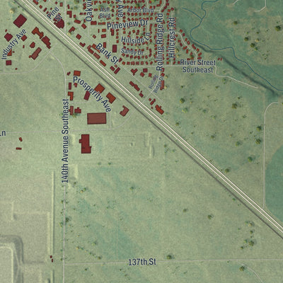 Second close-up of the map of Becker, Minnesota print showing more streets and buildings