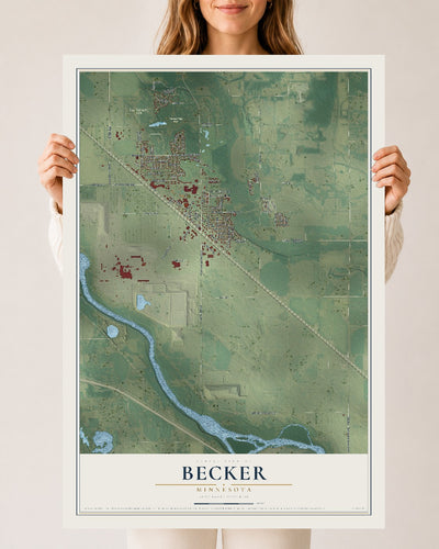 Map of Becker, Minnesota, 24 x 36 inch unframed archival matte print