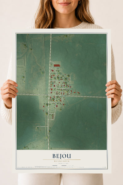 Map of Bejou, Minnesota, 18 x 24 inch unframed archival matte print