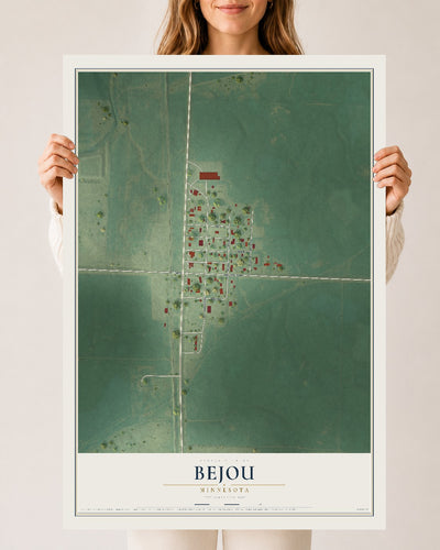 Map of Bejou, Minnesota, 24 x 36 inch unframed archival matte print