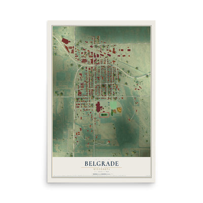 Map of Belgrade, Minnesota, 12 x 18 inch unframed archival matte print