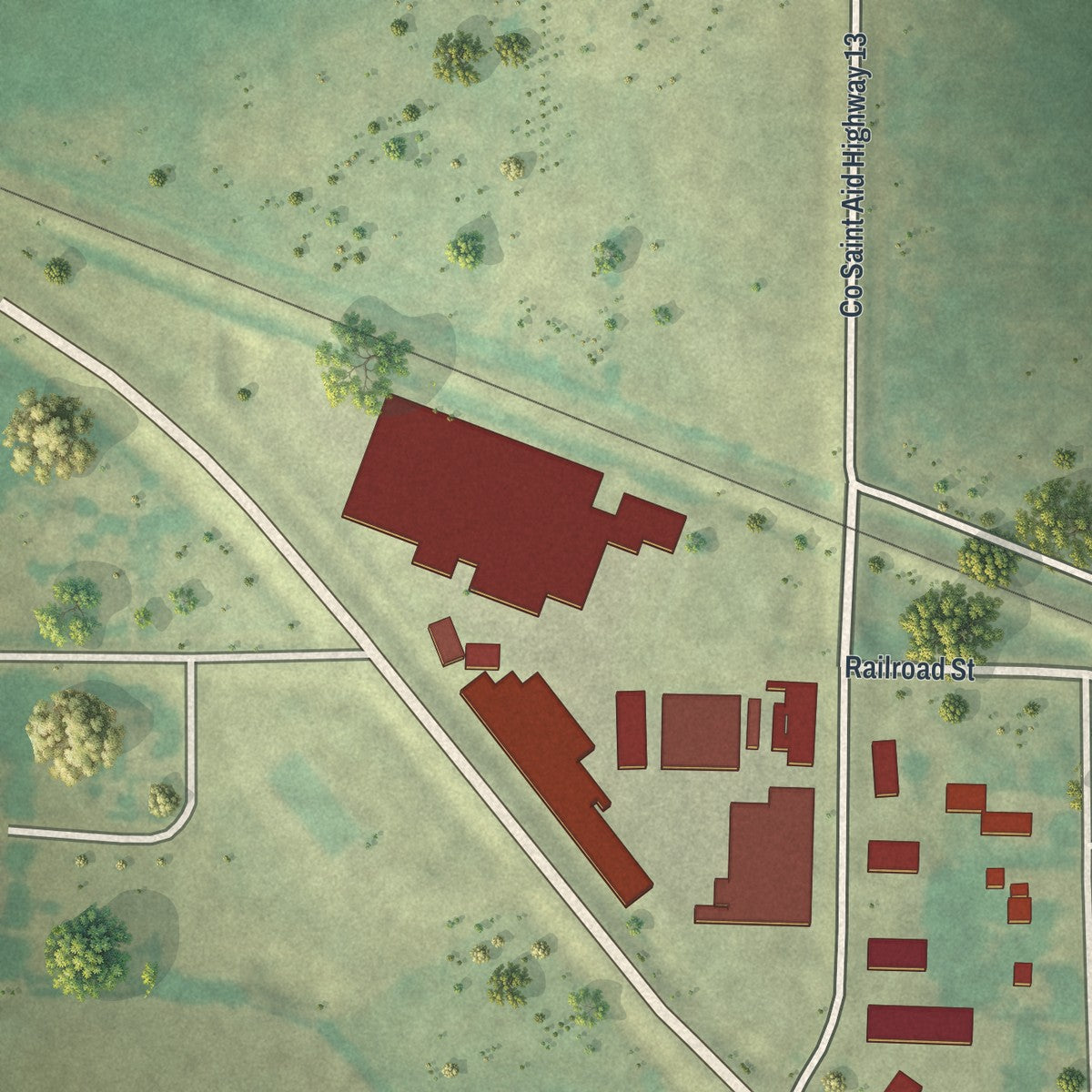 Second close-up of the map of Belgrade, Minnesota print showing more streets and buildings