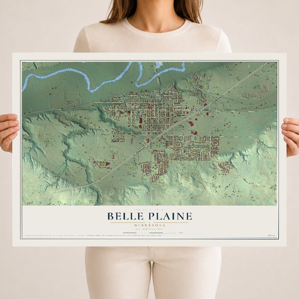Map of Belle Plaine, Minnesota, 18 x 24 inch unframed archival matte print