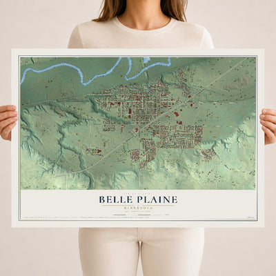 Map of Belle Plaine, Minnesota, 18 x 24 inch unframed archival matte print