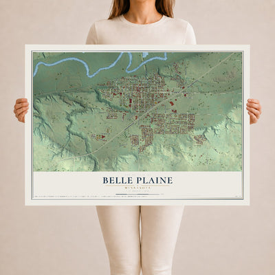Map of Belle Plaine, Minnesota, 24 x 36 inch unframed archival matte print