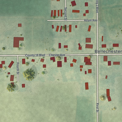 Second close-up of the map of Bellechester, Minnesota print showing more streets and buildings