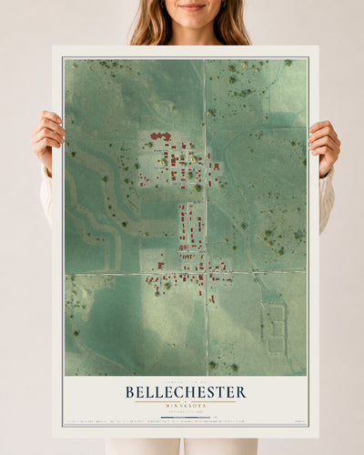 Map of Bellechester, Minnesota, 24 x 36 inch unframed archival matte print