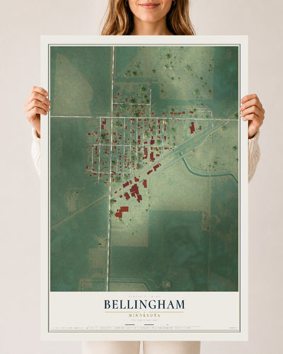 Map of Bellingham, Minnesota, 24 x 36 inch unframed archival matte print