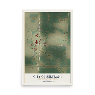 Map of Beltrami, Minnesota, 12 x 18 inch unframed archival matte print