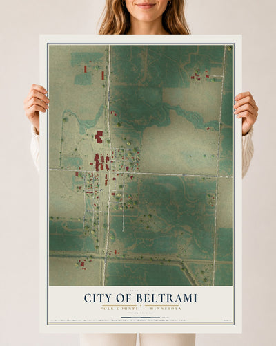 Map of Beltrami, Minnesota, 24 x 36 inch unframed archival matte print