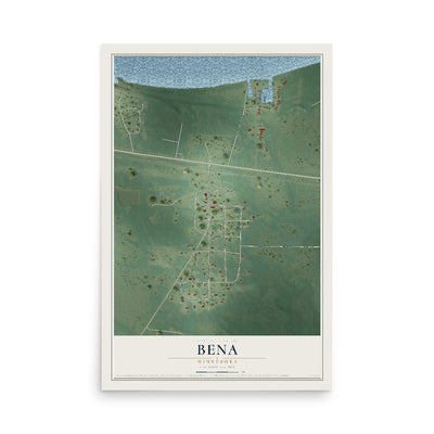 Map of Bena, Minnesota, 12 x 18 inch unframed archival matte print