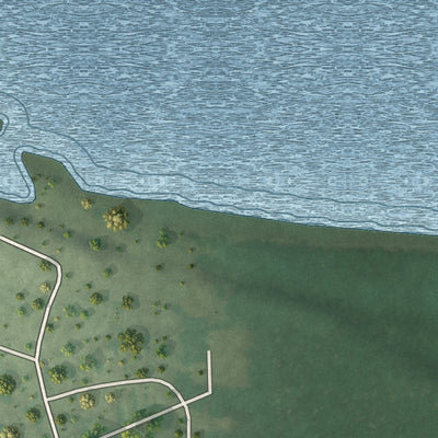 Second close-up of the map of Bena, Minnesota print showing more streets and buildings