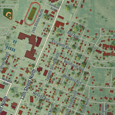Second close-up of the map of Benson, Minnesota print showing more streets and buildings