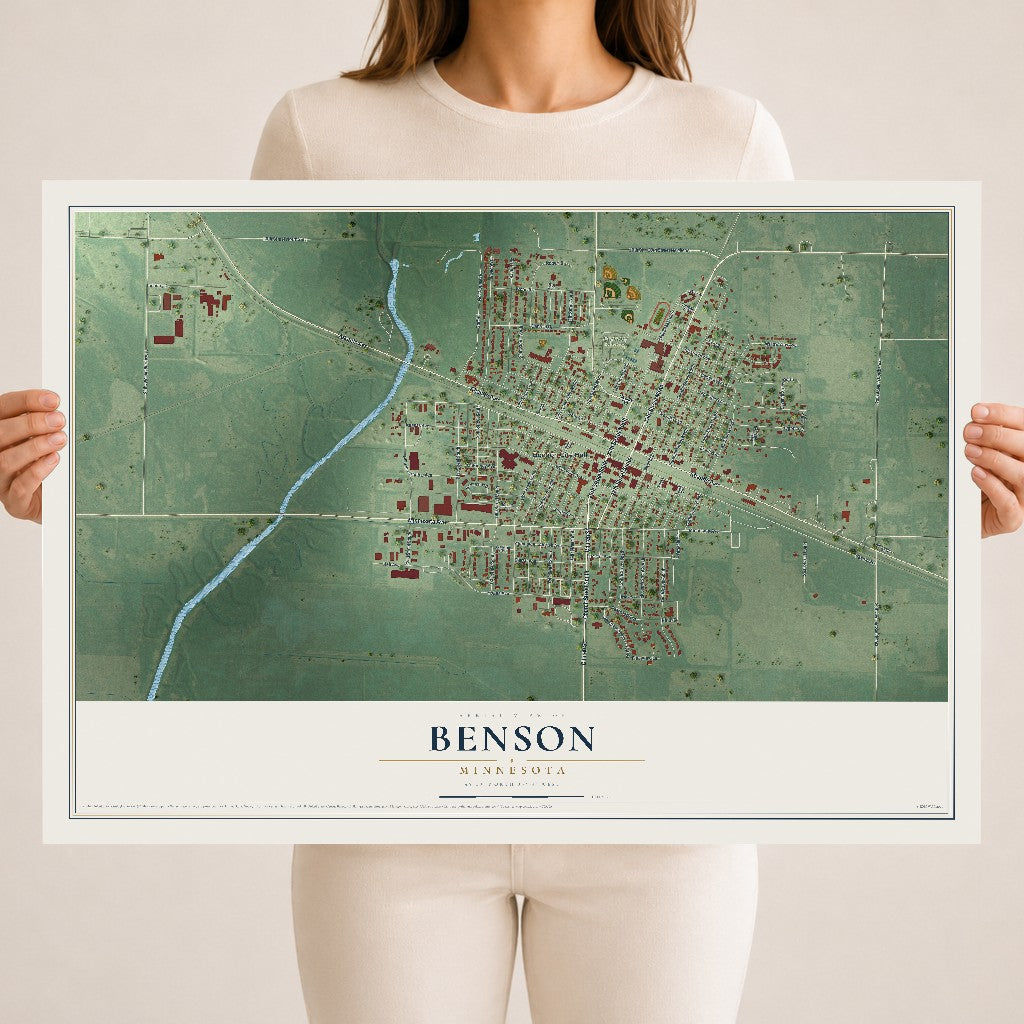 Map of Benson, Minnesota, 18 x 24 inch unframed archival matte print