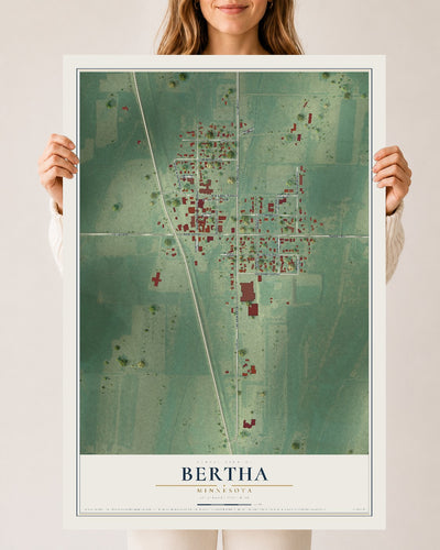 Map of Bertha, Minnesota, 24 x 36 inch unframed archival matte print