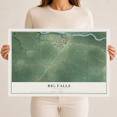 Map of Big Falls, Minnesota, 12 x 18 inch unframed archival matte print