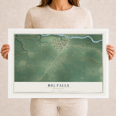 Map of Big Falls, Minnesota, 12 x 18 inch print in a white wood frame