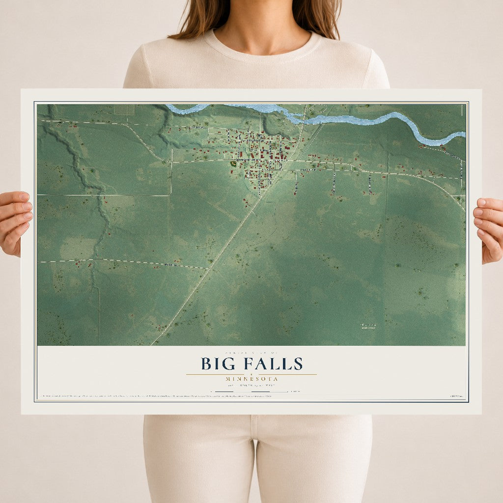 Map of Big Falls, Minnesota, 18 x 24 inch unframed archival matte print