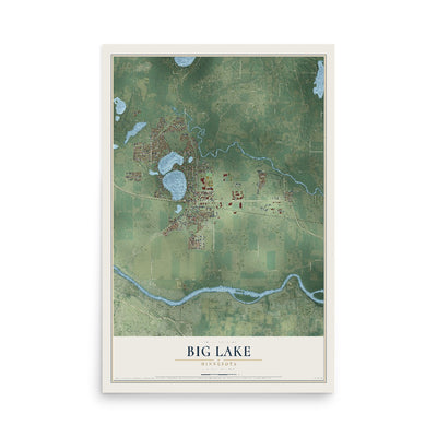 Map of Big Lake, Minnesota, 12 x 18 inch unframed archival matte print