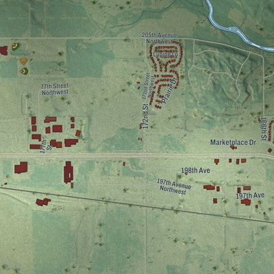 Second close-up of the map of Big Lake, Minnesota print showing more streets and buildings