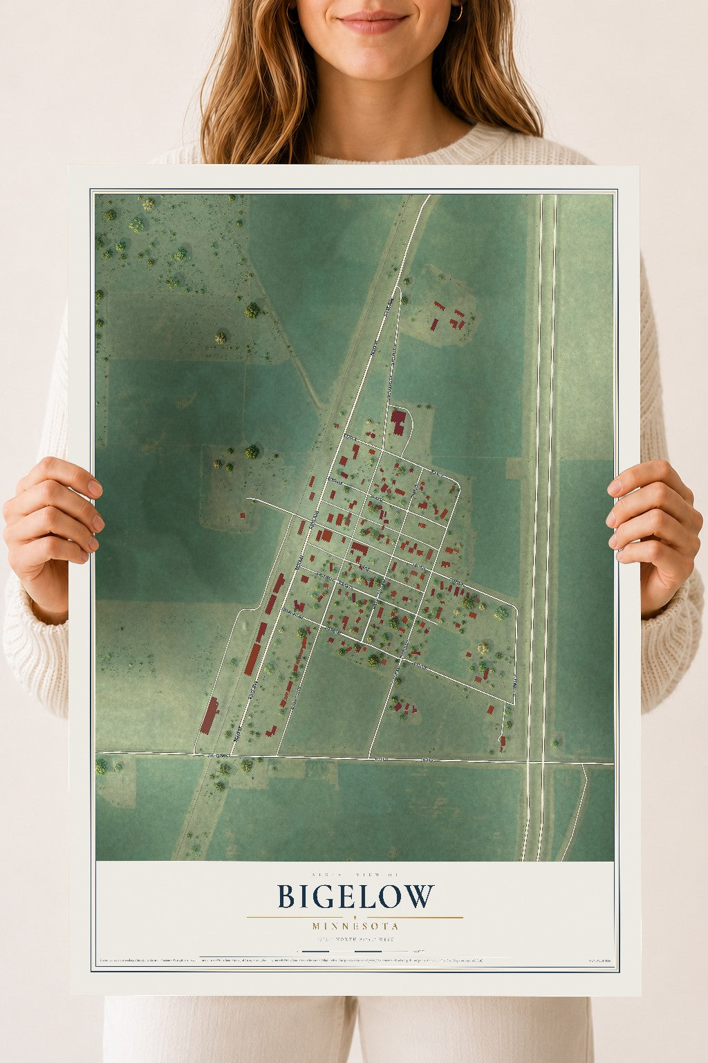 Map of Bigelow, Minnesota, 18 x 24 inch unframed archival matte print
